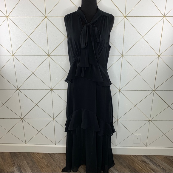 Who What Wear Chiffon Tiered Ruffle Sleeveless Maxi Dress Size Small